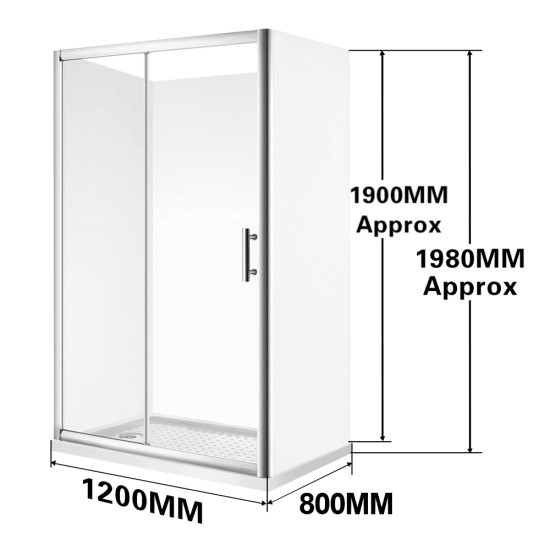 800*1200*800mm 1900mm Height 3-Side Sliding Door Rectangle Shower Box